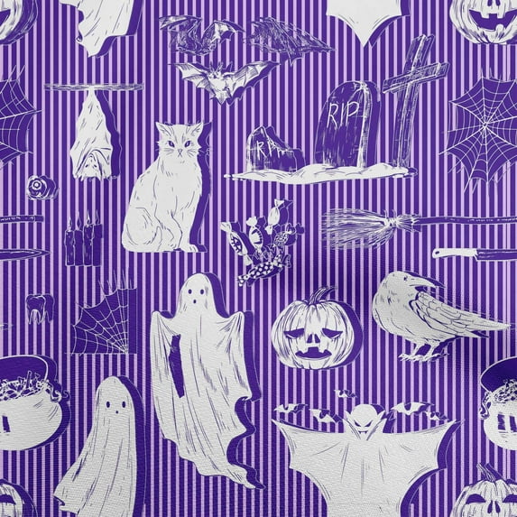 oneOone Cotton Poplin Twill Purple Fabric Halloween Sewing Fabric By The Yard Printed Diy Clothing Sewing Supplies 56 Inch Wide