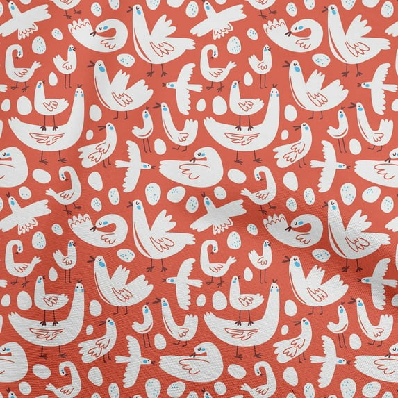 oneOone Cotton Poplin Twill Red Fabric Bird Quilting Supplies Print Sewing Fabric By The Yard 56 Inch Wide