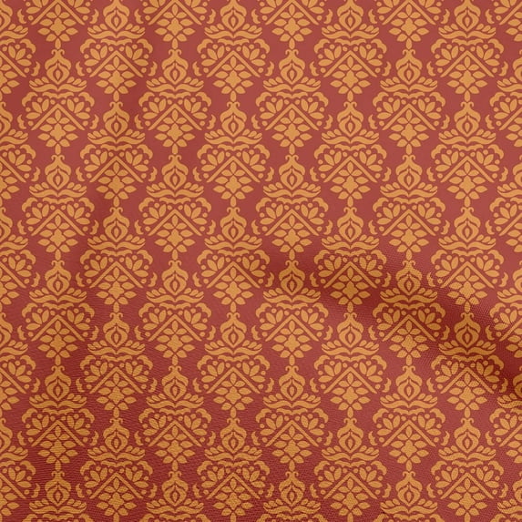 oneOone Cotton Poplin Twill Red Fabric Damask Fabric For Sewing Printed Craft Fabric By The Yard 56 Inch Wide