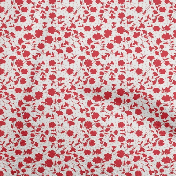 oneOone Cotton Poplin Twill Red Fabric Floral Quilting Supplies Print Sewing Fabric By The Yard 56 Inch Wide-aB