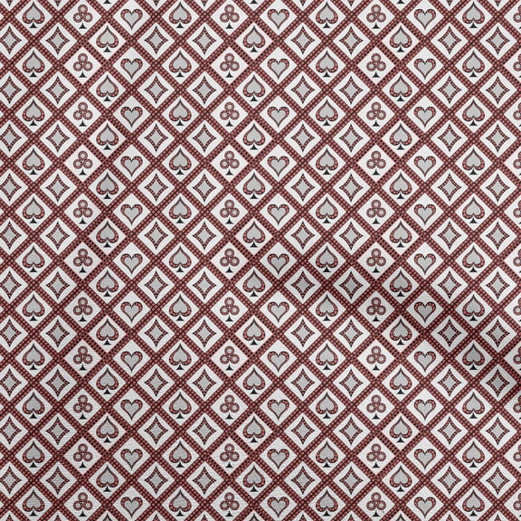oneOone Cotton Poplin Twill Red Fabric Poker Card Diy Clothing Quilting Fabric Print Fabric By Yard 56 Inch Wide