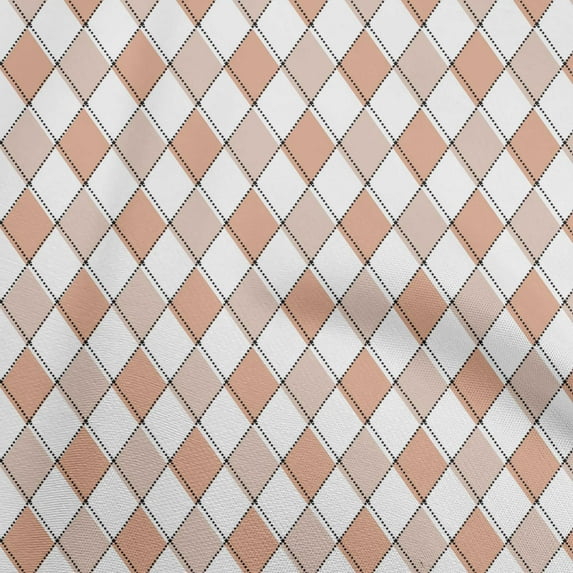 oneOone Cotton Poplin Twill Rose Brown Fabric Argyle Sewing Fabric By The Yard Printed Diy Clothing Sewing Supplies 56 Inch Wide