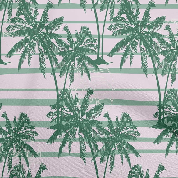 oneOone Cotton Poplin Twill Rose Pink Fabric Tropical Plam Tree With Stripes Quilting Supplies Print Sewing Fabric By The Yard 56 Inch Wide