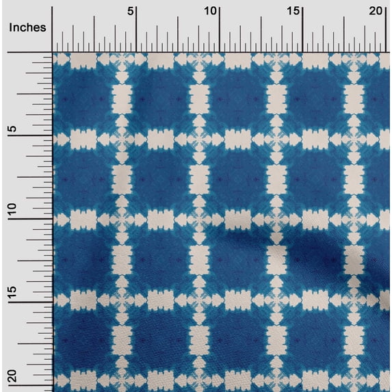 oneOone Cotton Poplin Twill Royal Blue Fabric Check Shibori Diy Clothing Quilting Fabric Print Fabric By Yard 56 Inch Wide