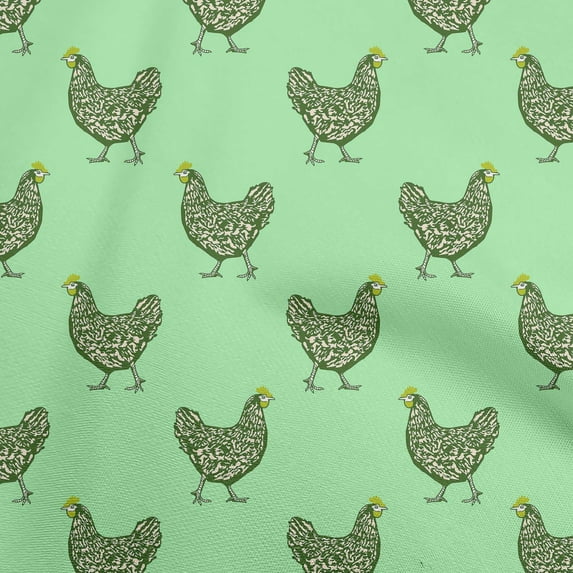 oneOone Cotton Poplin Twill Sea Green Fabric Rooster Cock Sewing Craft Projects Fabric Prints By Yard 56 Inch Wide