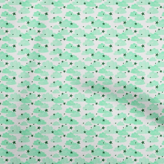 oneOone Cotton Poplin Twill Sea Green Fabric Water Color Sewing Fabric By The Yard Printed Diy Clothing Sewing Supplies 56 Inch Wide