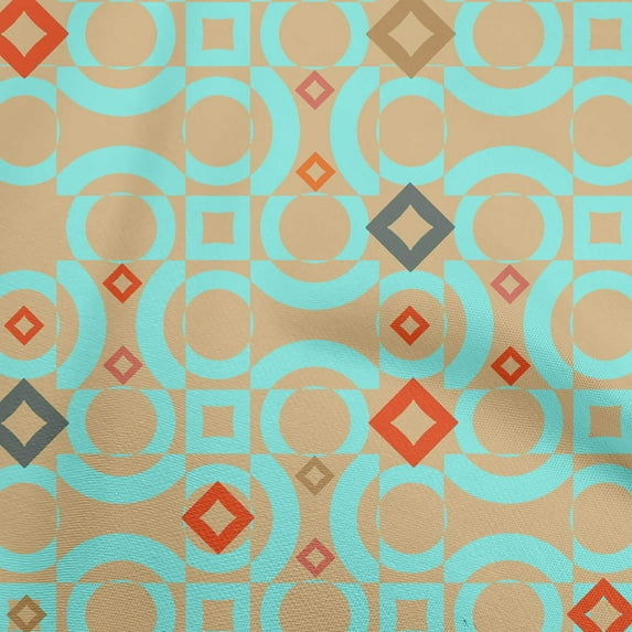 oneOone Cotton Poplin Twill Turquoise Blue Fabric Geometric Dress Material Fabric Print Fabric By The Yard 56 Inch Wide-E6