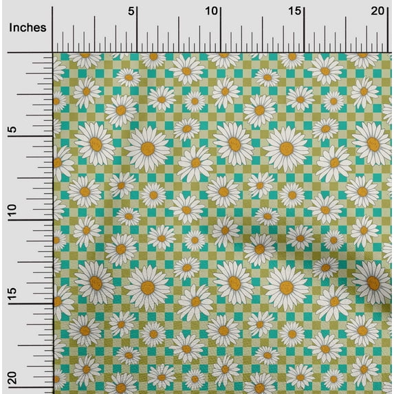 oneOone Cotton Poplin Twill Turquoise Green Fabric Sunflower Floral Quilting Supplies Print Sewing Fabric By The Yard 56 Inch Wide