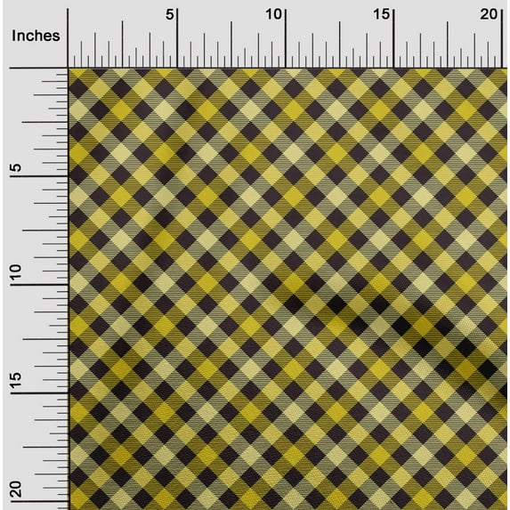 oneOone Cotton Poplin Twill Yellow Fabric Check Craft Projects Decor Fabric Printed By The Yard 56 Inch Wide