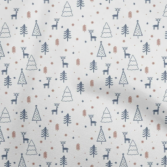 oneOone Cotton Poplin White Fabric Christmas Doodle Dress Material Fabric Print Fabric By The Yard 56 Inch Wide