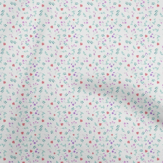 oneOone Cotton Poplin White Fabric Floral Ditsy Dress Material Fabric Print Fabric By The Yard 56 Inch Wide