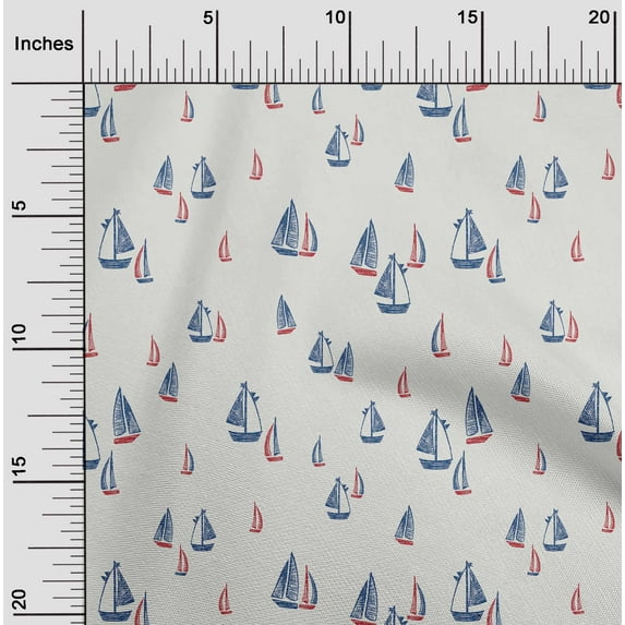 oneOone Cotton Poplin White Fabric Yacht Nautical Quilting Supplies Print Sewing Fabric By The Yard 42 Inch Wide