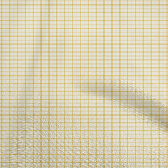 oneOone Cotton Poplin Yellow Fabric Check Sewing Fabric By The Yard Printed Diy Clothing Sewing Supplies 42 Inch Wide