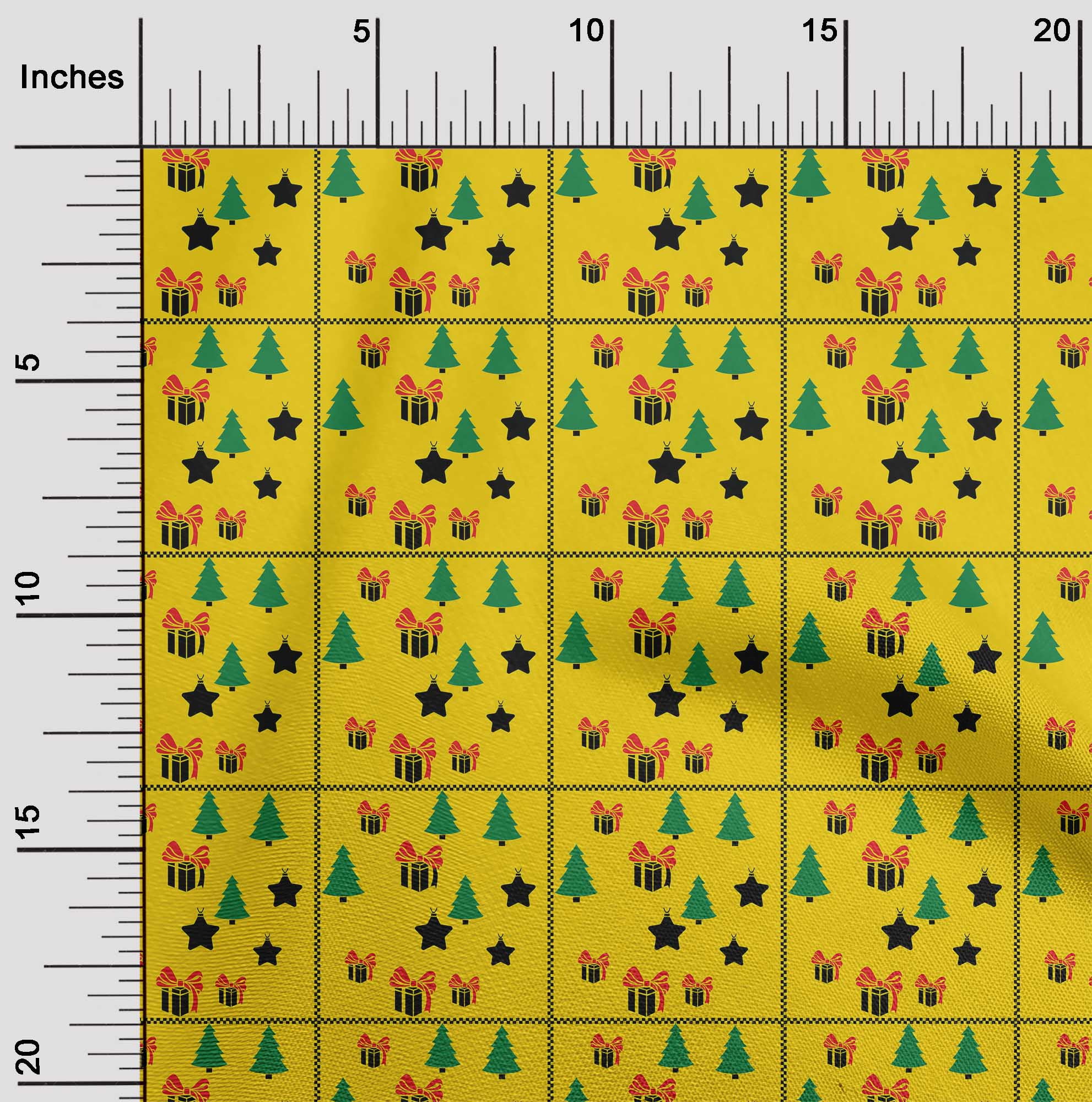 oneOone Cotton Poplin Yellow Fabric Merry Christmas Diy Clothing Quilting Fabric Print Fabric By Yard 56 Inch Wide-TMC