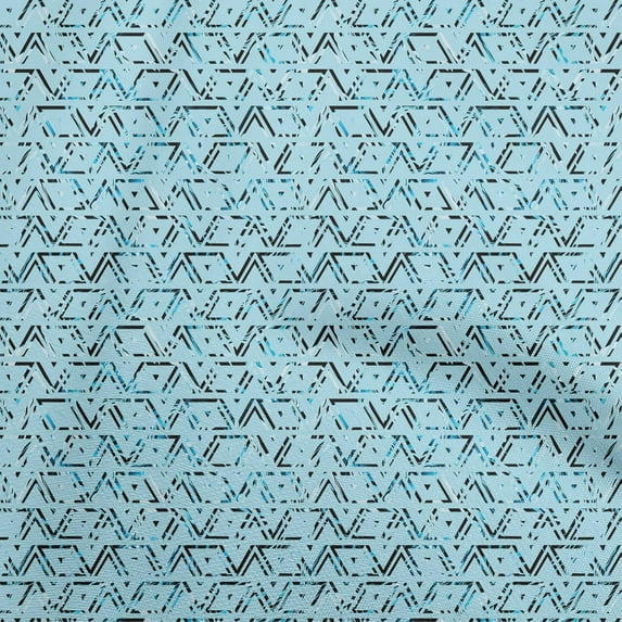 oneOone Cotton Silk Aqua Blue Fabric Geometric Sewing Fabric By The Yard Printed Diy Clothing Sewing Supplies 42 Inch Wide