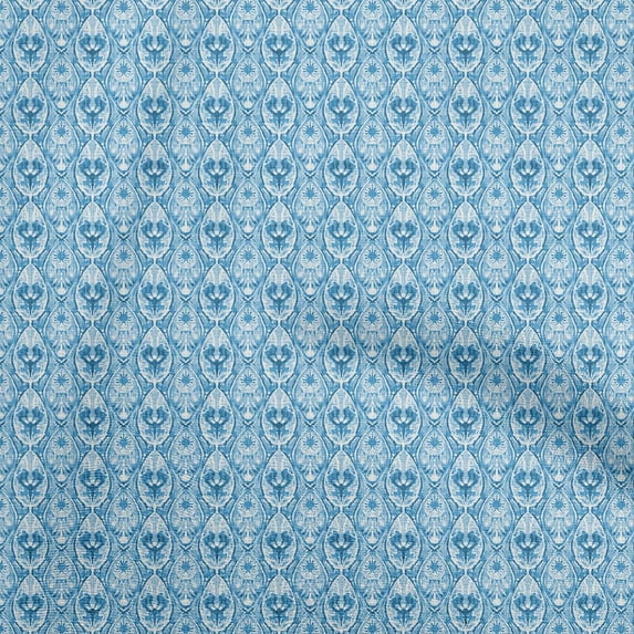 oneOone Cotton Silk Baby Blue Fabric Block Quilting Supplies Print Sewing Fabric By The Yard 42 Inch Wide-H3