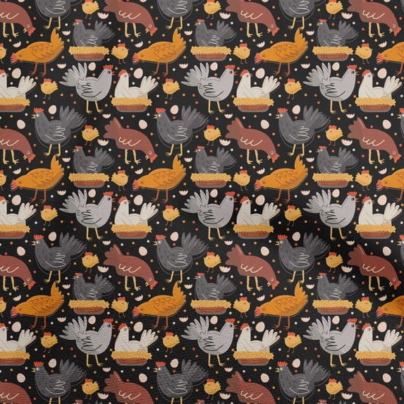 oneOone Cotton Silk Black Fabric Birds Rooster Quilting Supplies Print Sewing Fabric By The Yard 42 Inch Wide