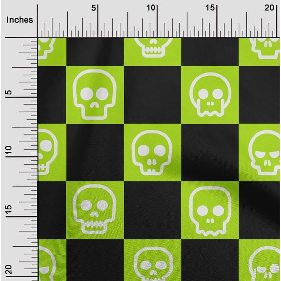 oneOone Cotton Silk Black Fabric Skull Dress Material Fabric Print Fabric By The Yard 42 Inch Wide