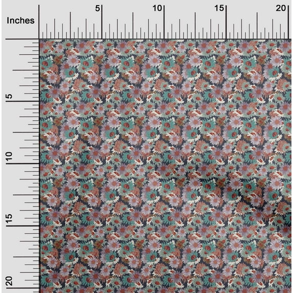 oneOone Cotton Silk & Blue Fabric Florals Fabric For Sewing Printed Craft Fabric By The Yard 42 Inch Wide-CW7