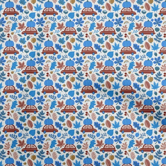 oneOone Cotton Silk Blue Fabric Kids Autumn Winter Fabric For Sewing Printed Craft Fabric By The Yard 42 Inch Wide