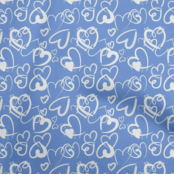 oneOone Cotton Silk Blue Fabric Valentine Heart Quilting Supplies Print Sewing Fabric By The Yard 42 Inch Wide