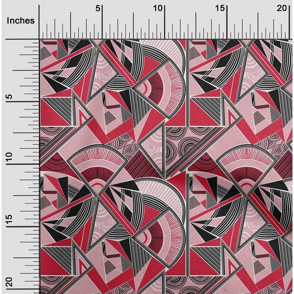 oneOone Cotton Silk Bright Red Fabric Triangle & Art Geometric Diy Clothing Quilting Fabric Print Fabric By Yard 42 Inch Wide