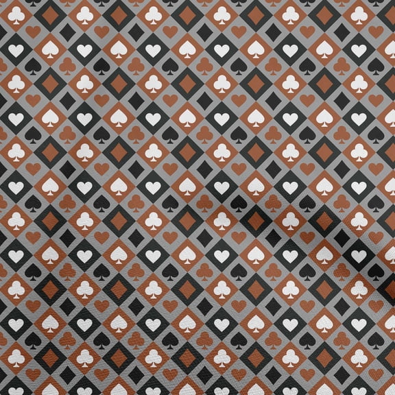 oneOone Cotton Silk Brown Fabric Poker Card Sewing Craft Projects Fabric Prints By Yard 42 Inch Wide