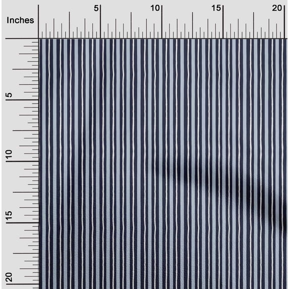 oneOone Cotton Silk Dark Navy Blue Fabric Stripe Block Sewing Material Print Fabric By The Yard 42 Inch Wide