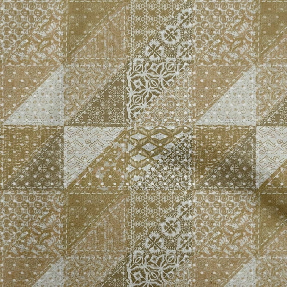 oneOone Cotton Silk Dark Olive Green Fabric Mix Block Pattern Fabric For Sewing Printed Craft Fabric By The Yard 42 Inch Wide