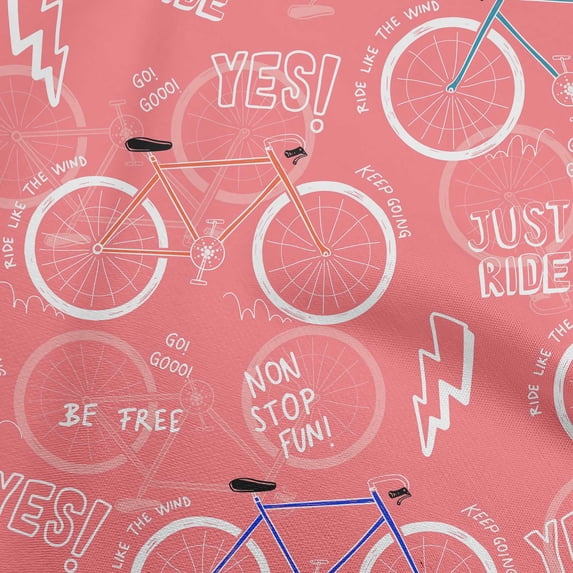 oneOone Cotton Silk Dark Peach Orange Fabric Bicycle Craft Projects Decor Fabric Printed By The Yard 42 Inch Wide