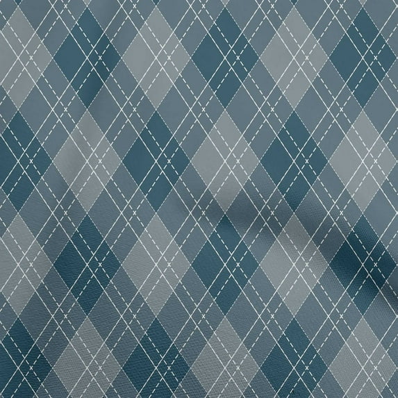 oneOone Cotton Silk Dark Teal Blue Fabric Check Sewing Fabric By The Yard Printed Diy Clothing Sewing Supplies 42 Inch Wide