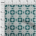 thumbnail image 1 of oneOone Cotton Silk Dark Teal Blue Fabric Diamond & Triangle Geometric Dress Material Fabric Print Fabric By The Yard 42 Inch Wide, 1 of 4