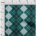 thumbnail image 1 of oneOone Cotton Silk Dark Teal Green Fabric Argyle Check Dress Material Fabric Print Fabric By The Yard 42 Inches Wide, 1 of 4