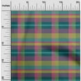 thumbnail image 1 of oneOone Cotton Silk Dark Teal Green Fabric Madras Check Fabric For Sewing Printed Craft Fabric By The Yard 42 Inches Wide, 1 of 4