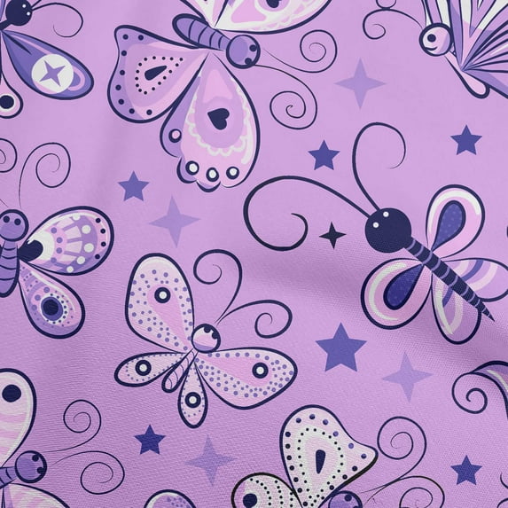 oneOone Cotton Silk Dusty Purple Fabric Butterflies Quilting Supplies Print Sewing Fabric By The Yard 42 Inch Wide-R6