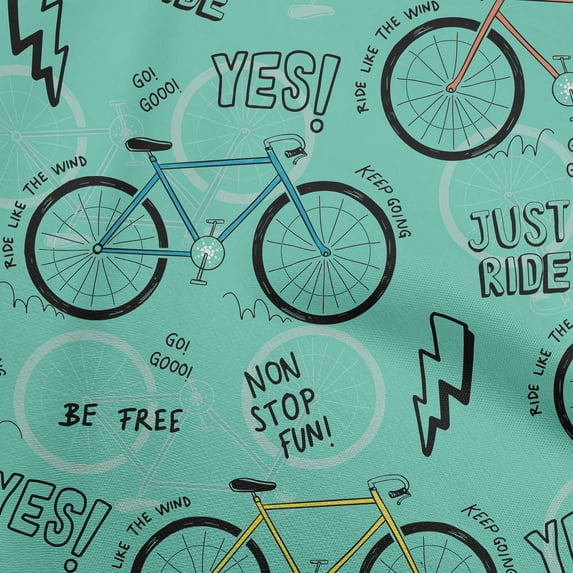 oneOone Cotton Silk Dusty Teal Green Fabric Bicycle Fabric For Sewing Printed Craft Fabric By The Yard 42 Inch Wide
