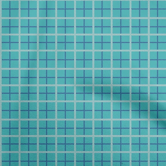 oneOone Cotton Silk Dusty Teal Green Fabric Check Plaid Diy Clothing Quilting Fabric Print Fabric By Yard 42 Inch Wide