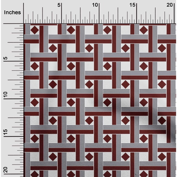 oneOone Cotton Silk Fabric Diamond & Basketweave Geometric Decor Fabric Printed BTY 42 Inch Wide