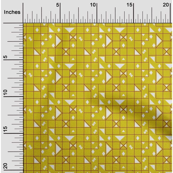 oneOone Cotton Silk Fabric Diamond & Triangle Geometric Printed Craft Fabric BTY 42 Inches Wide