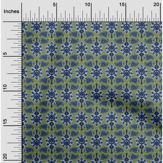 oneOone Cotton Silk Fabric Floral & Paisley Block Print Fabric BTY 42 Inch Wide