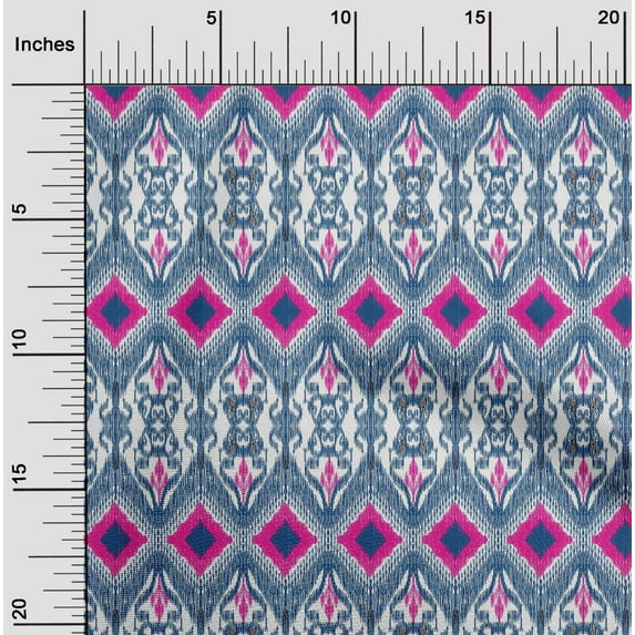 oneOone Cotton Silk Fabric Geometric Ikat Print Fabric By The Yard 42 Inch Wide