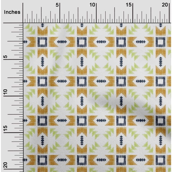 oneOone Cotton Silk Fabric Geometric Ikat Print Fabric By The Yard 42 Inch Wide