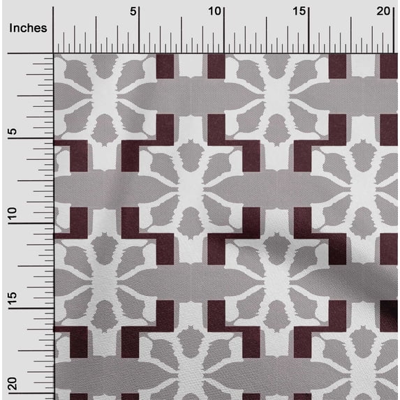 oneOone Cotton Silk Fabric Geometric Kasuri Printed Fabric 1 Yard 42 Inch Wide