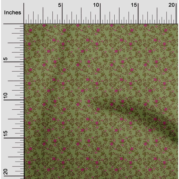 oneOone Cotton Silk Fabric Leaves & Floral Block Decor Fabric Printed BTY 42 Inch Wide