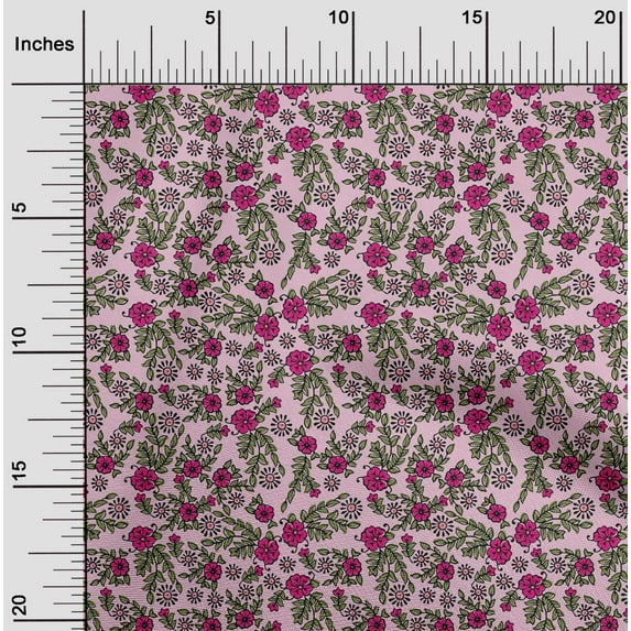 oneOone Cotton Silk Fabric Leaves & Floral Block Fabric Prints By Yard 42 Inch Wide