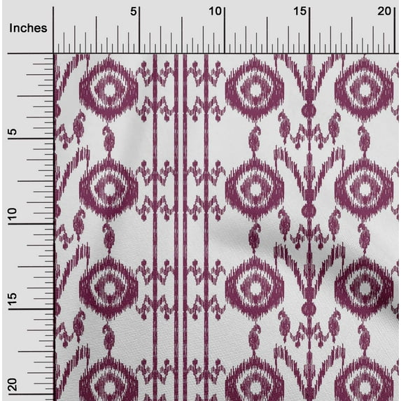 oneOone Cotton Silk Fabric Paisley|Stripe & Circle Ikat Print Fabric BTY 42 Inch Wide