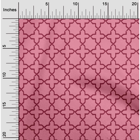oneOone Cotton Silk Fabric Quatrefoil Block Printed Craft Fabric BTY 42 Inch Wide