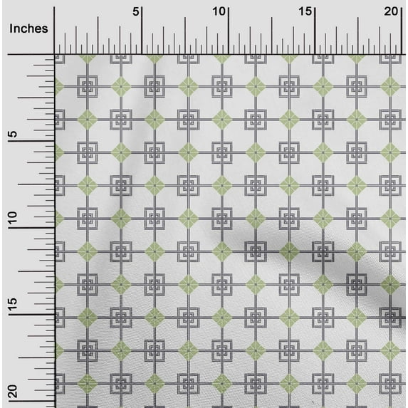 oneOone Cotton Silk Fabric Square & Triangle Geometric Print Fabric By The Yard 42 Inch Wide