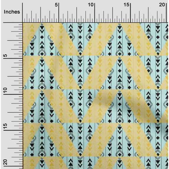 oneOone Cotton Silk Fabric Stripe|Diamond & Triangle Geometric Print Fabric BTY 42 Inch Wide