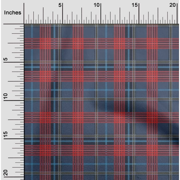 oneOone Cotton Silk Fabric Tartan Check Print Fabric BTY 42 Inch Wide